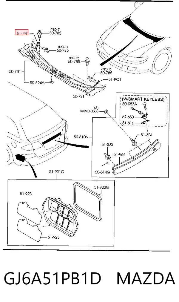 Молдинг переднього правого крила GJ6A51PB1D Mazda