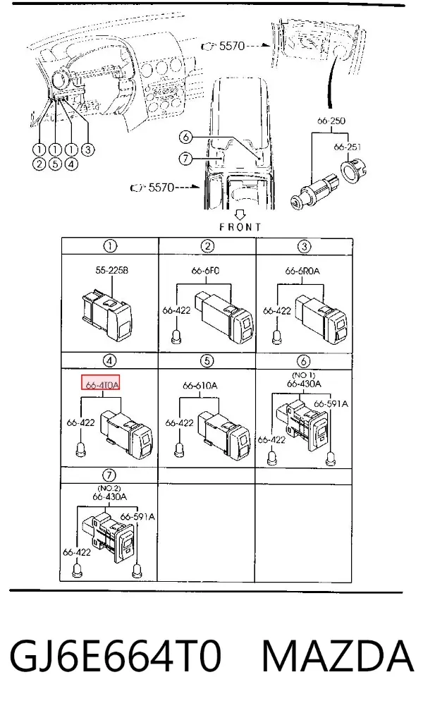 Кнопка увімкнення ESP GJ6E664T0 Mazda