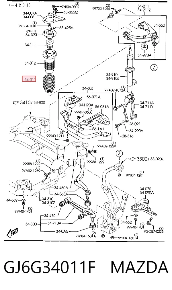 Пружина передня GJ6G34011F Mazda