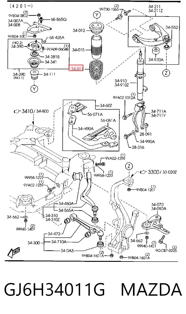 Пружина передня GJ6H34011G Mazda