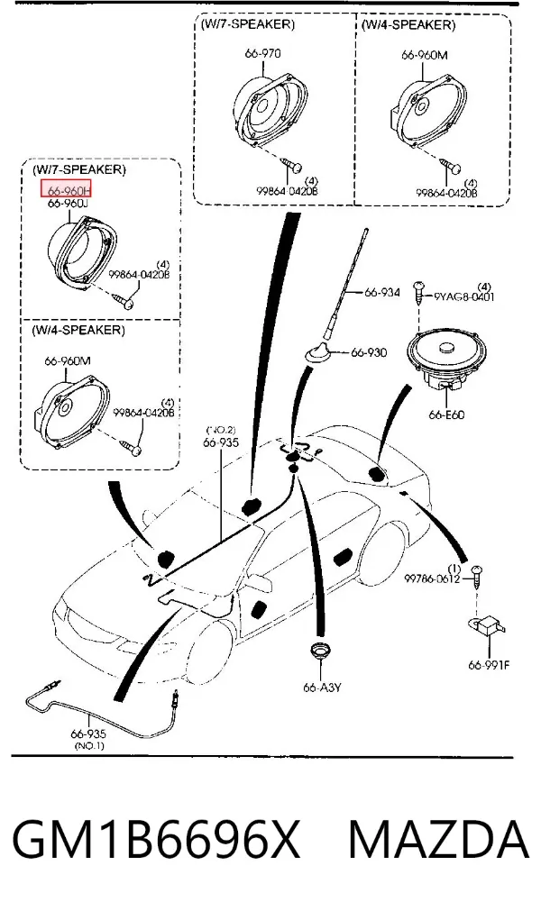 Динамік передньої двері GM1B6696X Mazda