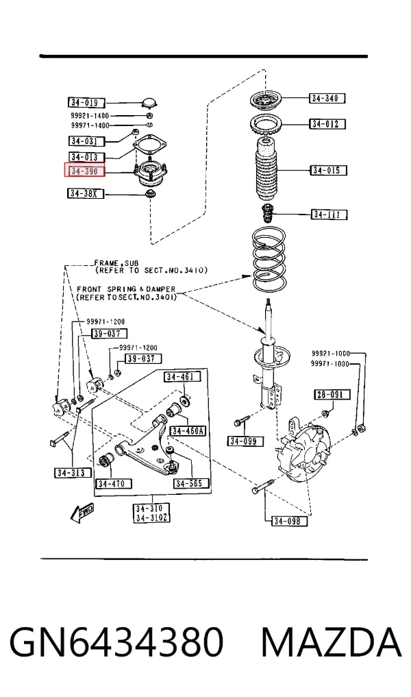 Опора амортизатора переднього GN6434380 Mazda