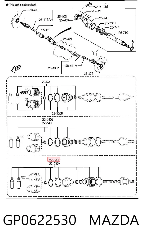 Пильник ШРКШа зовнішній, лівий GP0622530 Mazda