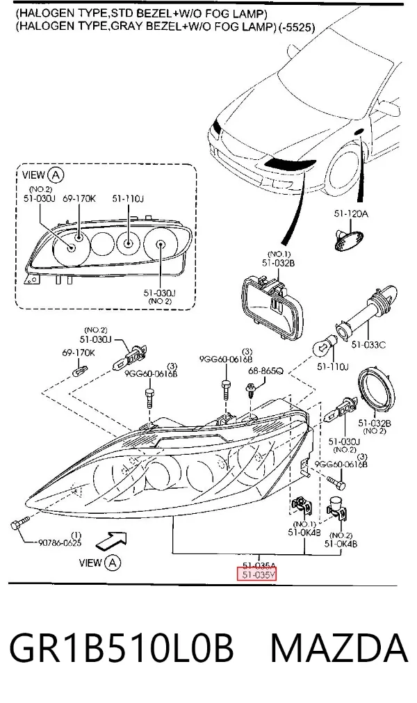 Фара ліва GR1B510L0B Mazda