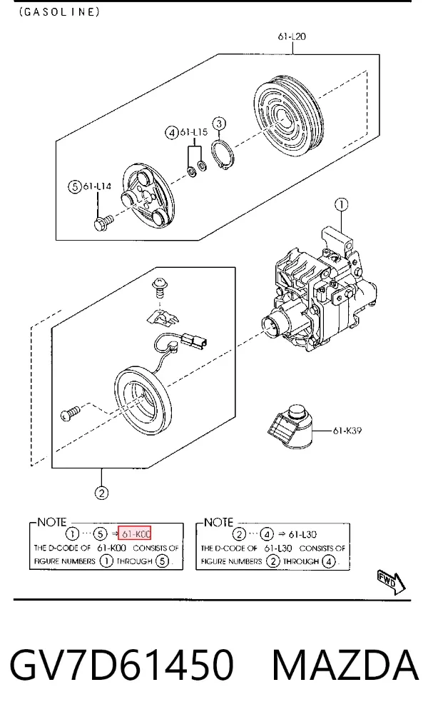 Компресор кондиціонера GV7D61450 Mazda