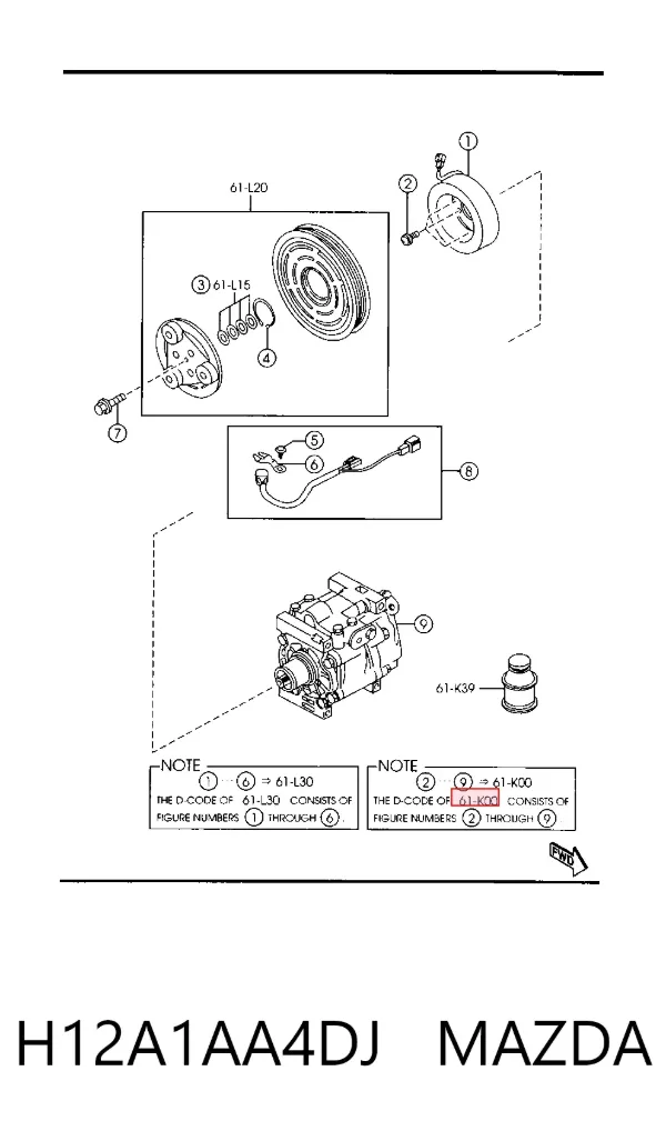 Компресор кондиціонера H12A1AA4DJ Mazda