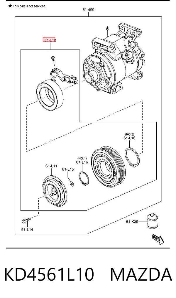 Муфта компресора кондиціонера KD4561L10 Mazda