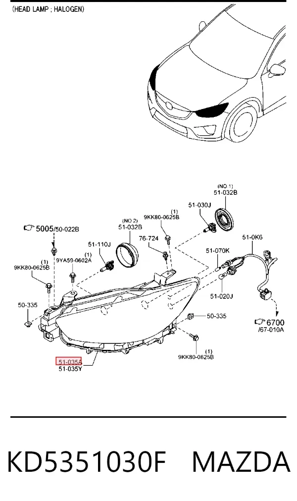 Фара права KD5351030F Mazda