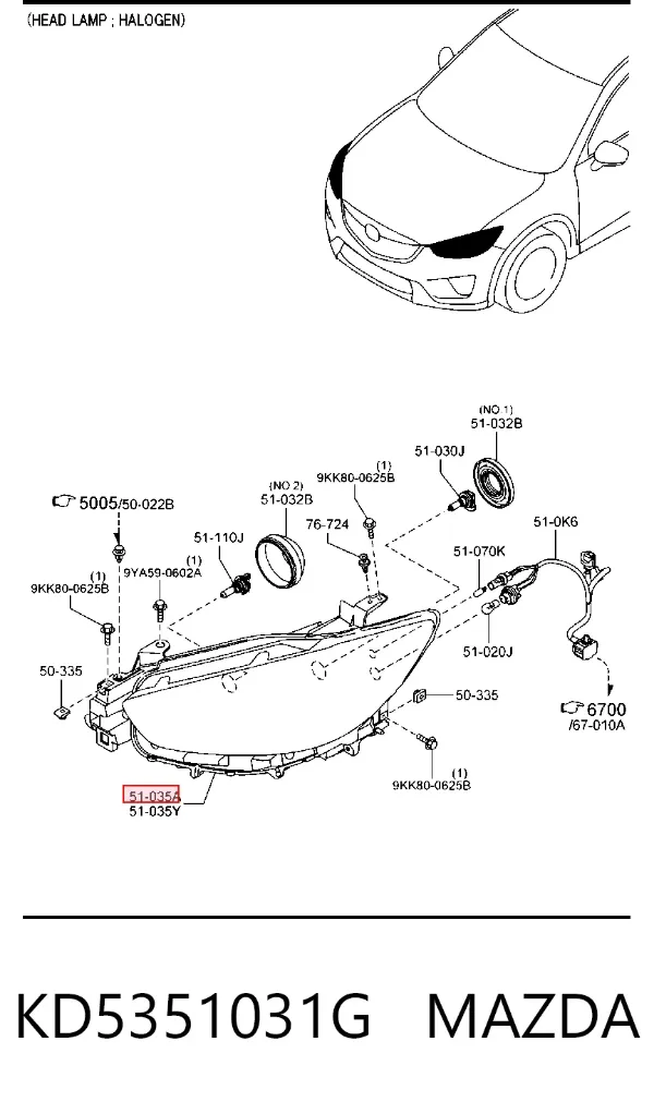 Фара права KD5351031G Mazda
