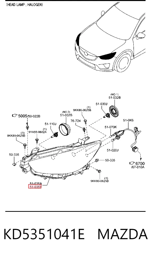 Фара ліва KD5351041E Mazda