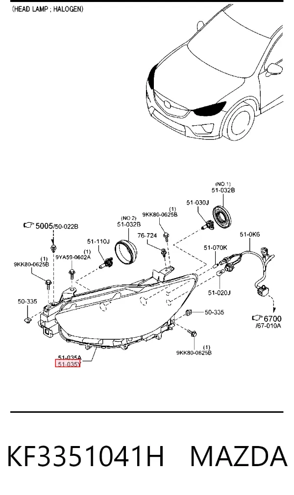 Фара ліва KF3351041H Mazda