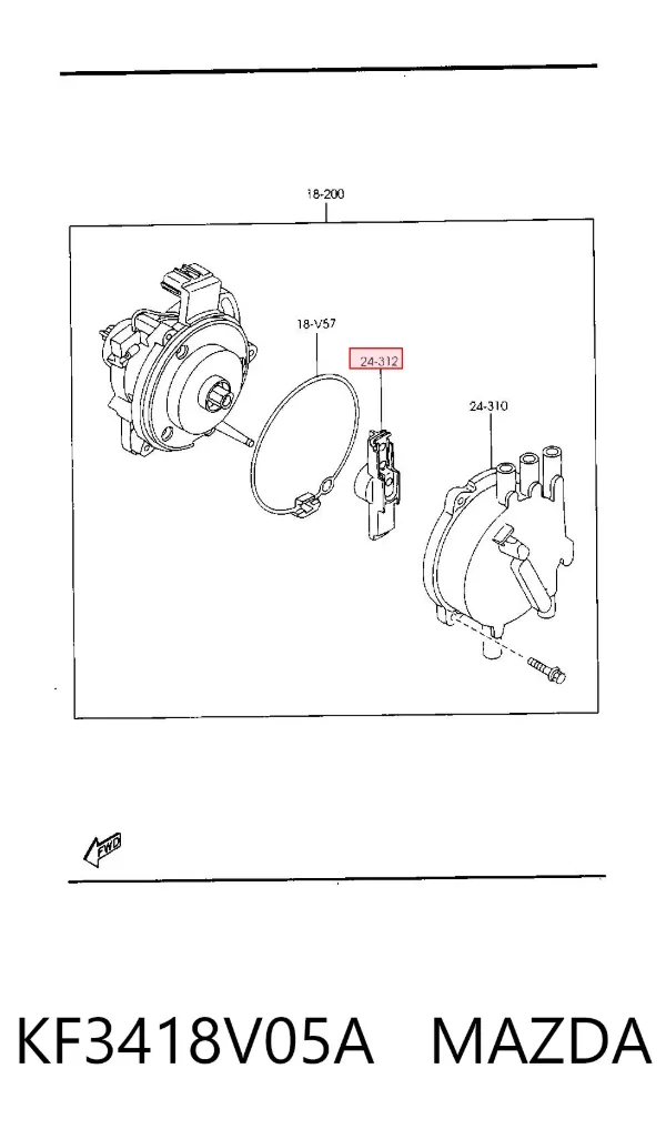 Бігунок (ротор) розподільника запалювання KF3418V05A Mazda