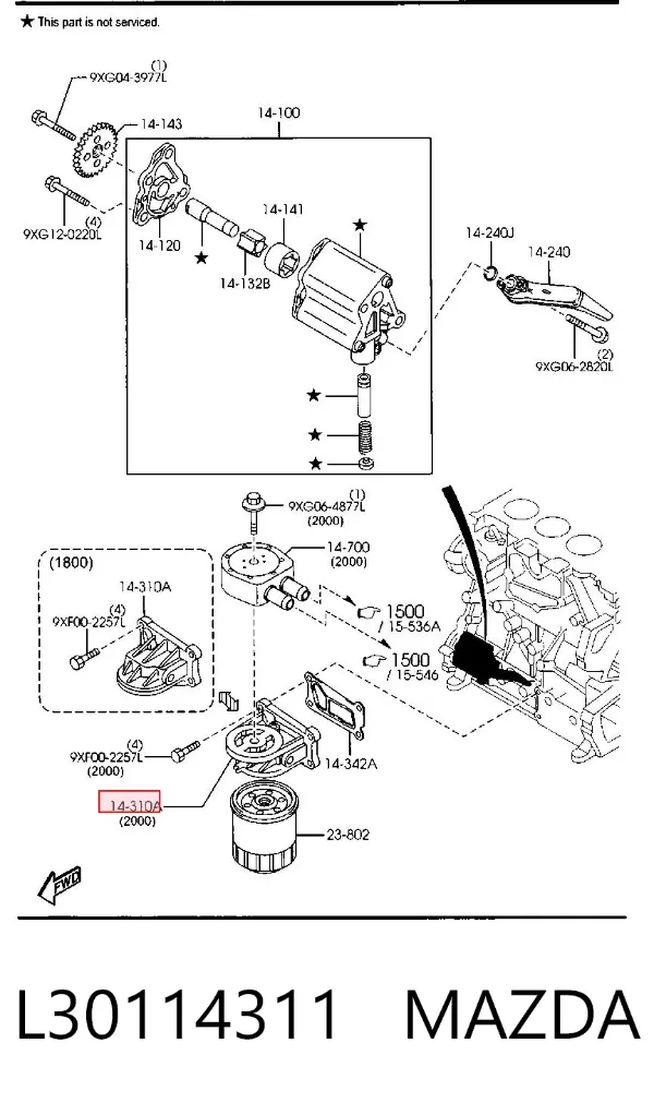 Кронштейн масляного фільтра L30114311 Mazda