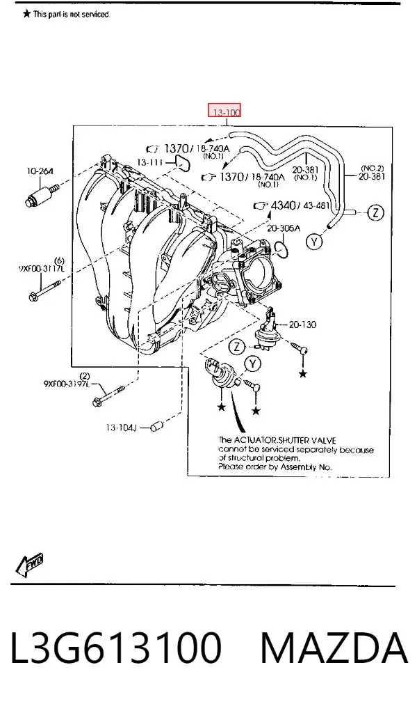 Впускний колектор L3G613100 Mazda