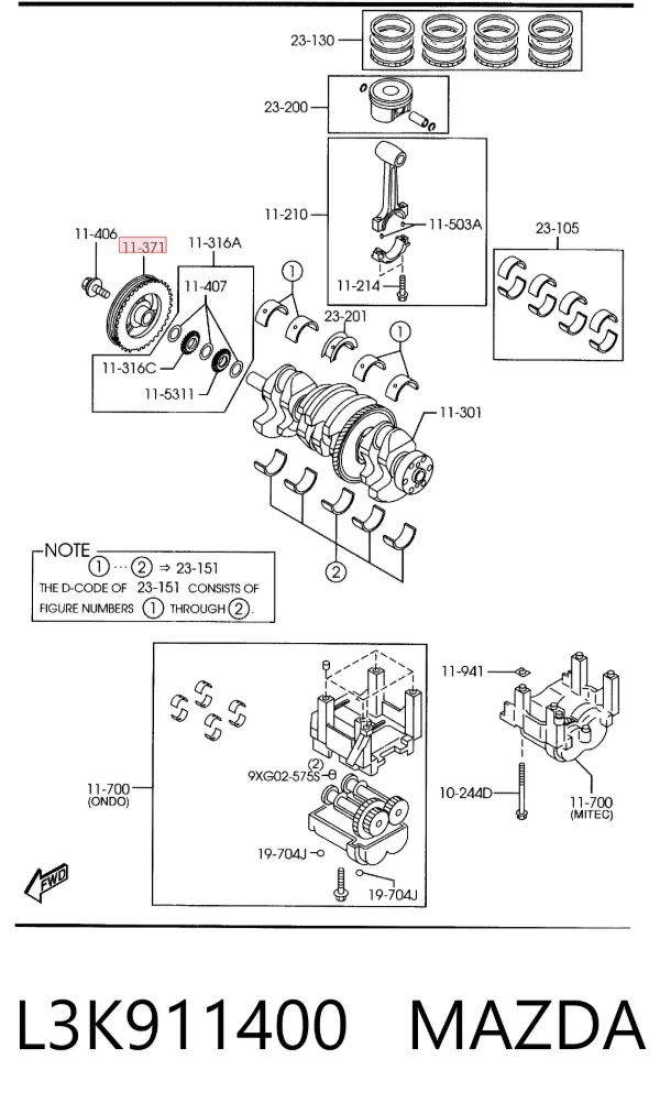 Шків колінвала L3K911400 Mazda