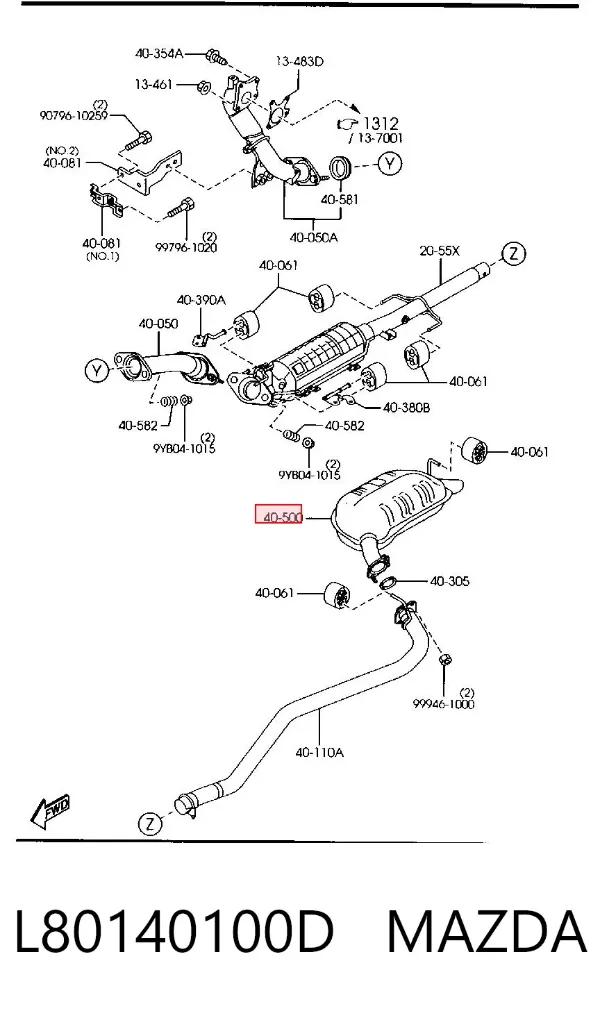 Глушник, задня частина L80140100D Mazda