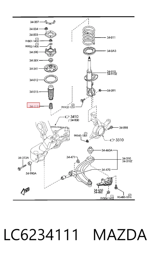 Буфер-відбійник амортизатора переднього LC6234111 Mazda