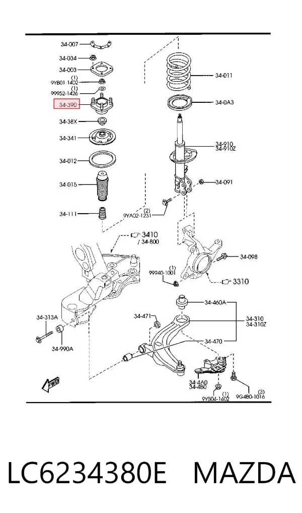 Опора амортизатора переднього LC6234380E Mazda