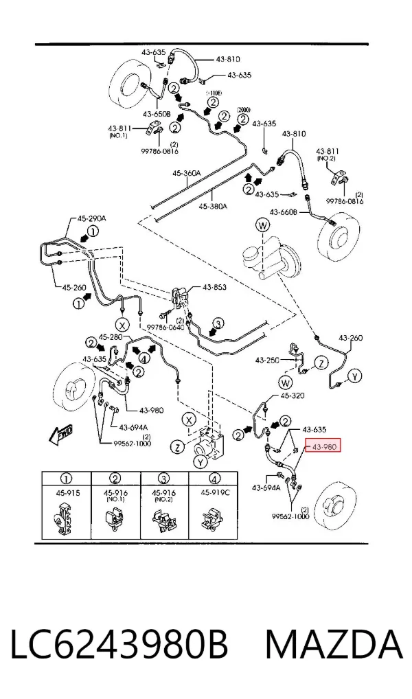 Гальмівні шланги передні LC6243980B Mazda