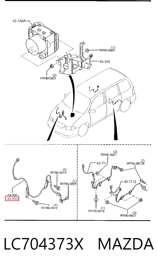 Датчик АБС (ABS) передній, лівий LC704373X Mazda