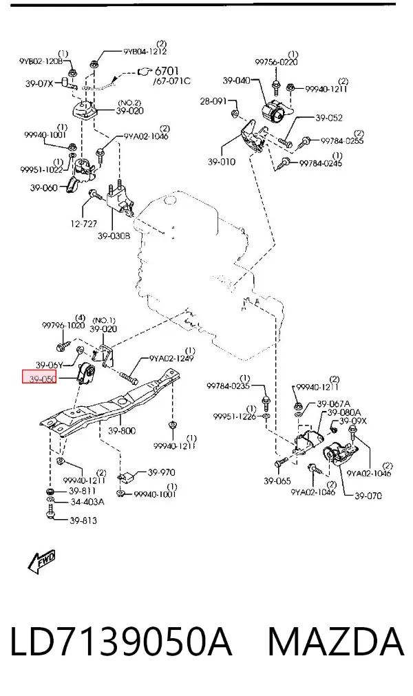 Подушка двигуна передня LD7139050A Mazda