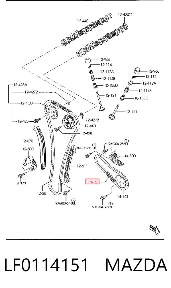 Ланцюг маслянного насосу LF0114151 Mazda