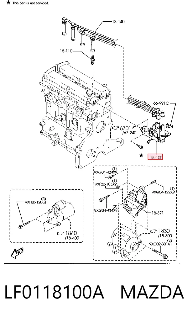 Котушка запалювання LF0118100A Mazda
