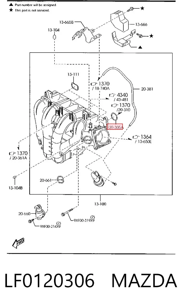 Прокладка EGR-клапана рециркуляції LF0120306 Mazda