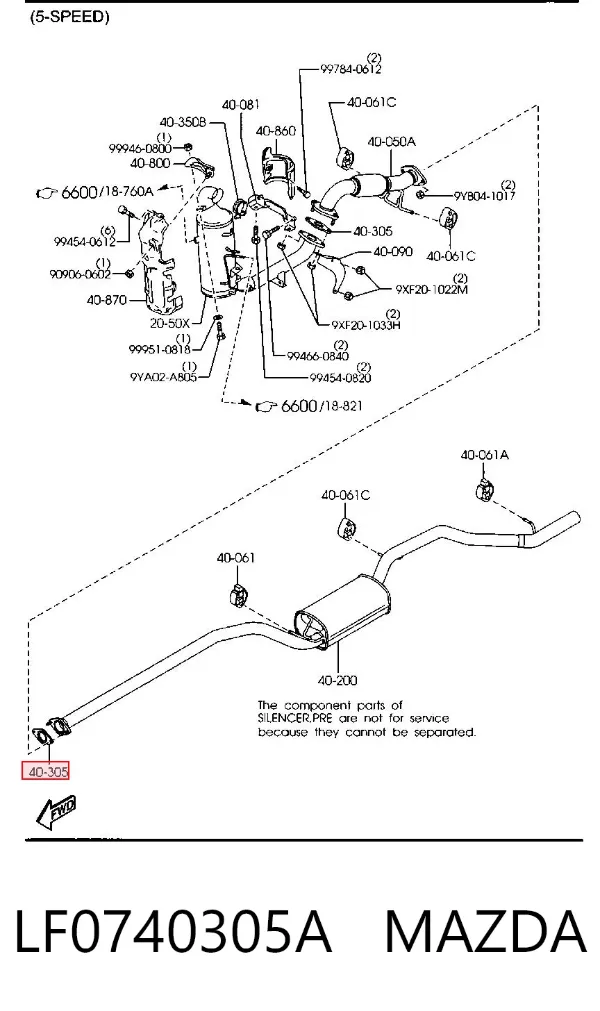 Прокладка монтажна, глушника LF0740305A Mazda