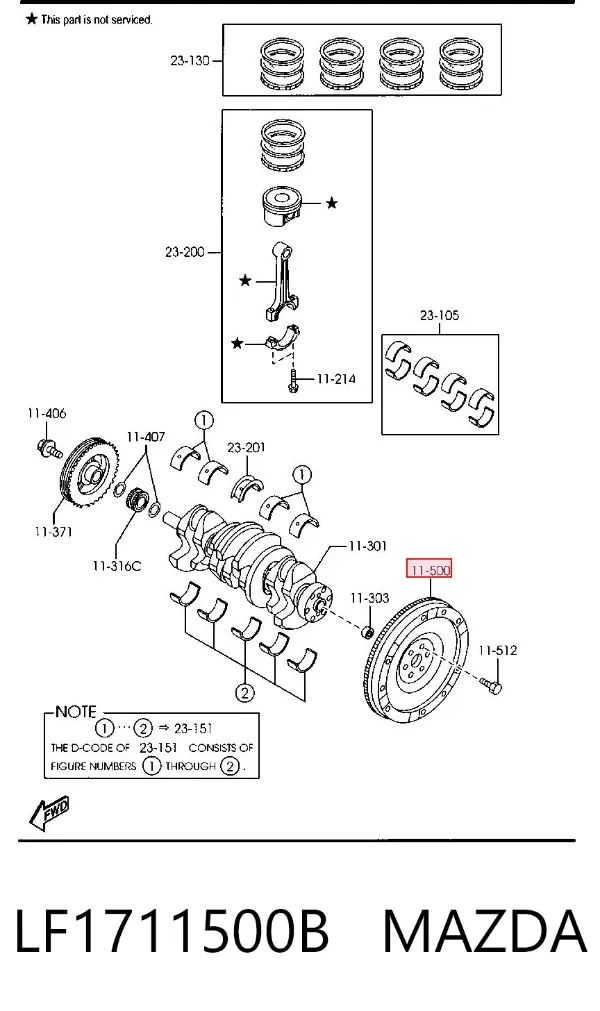 Маховик LF1711500B Mazda