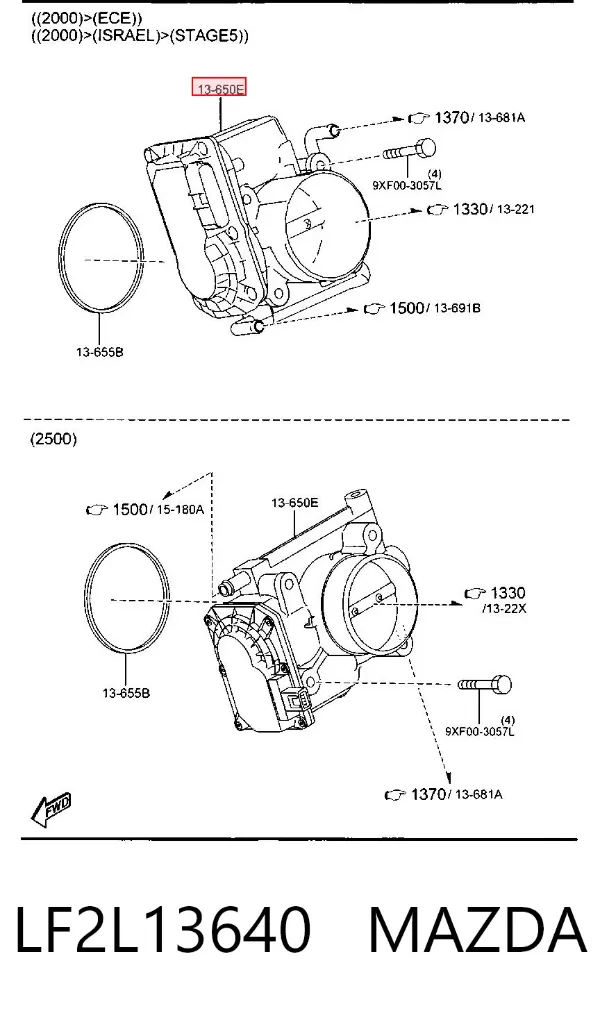 Дросільна заслінка LF2L13640 Mazda