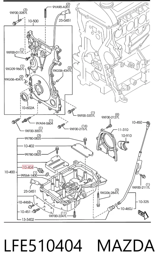 Пробка піддона двигуна LFE510404 Mazda