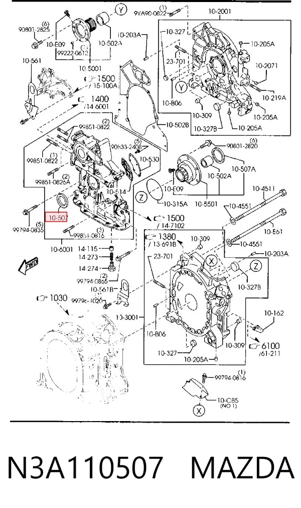 Сальник коленвалу N3A110507 Mazda