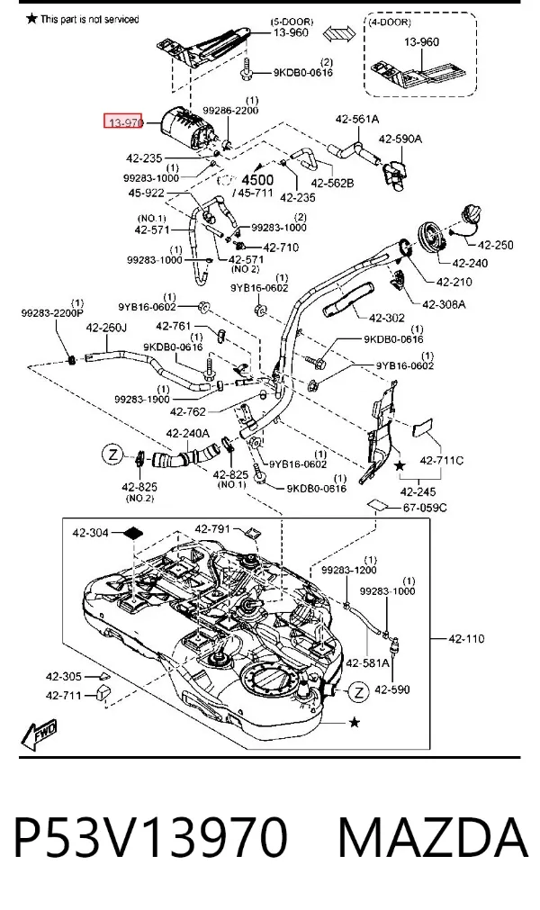 Абсорбер парів P53V13970 Mazda