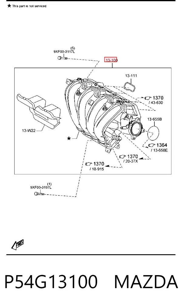 Впускний колектор P54G13100 Mazda