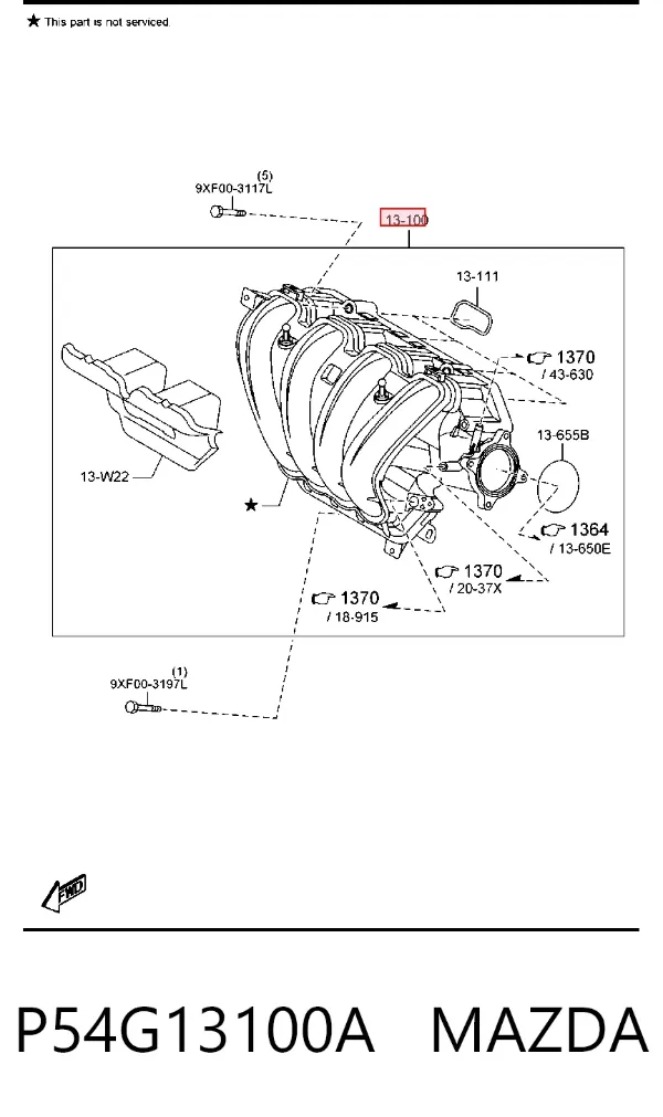 Впускний колектор P54G13100A Mazda