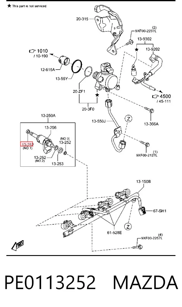 Шайба форсунки верхня PE0113252 Mazda