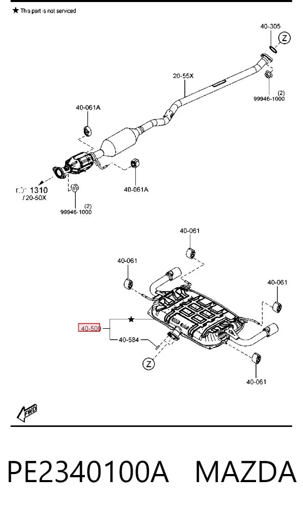 Глушник, задня частина PE2340100A Mazda