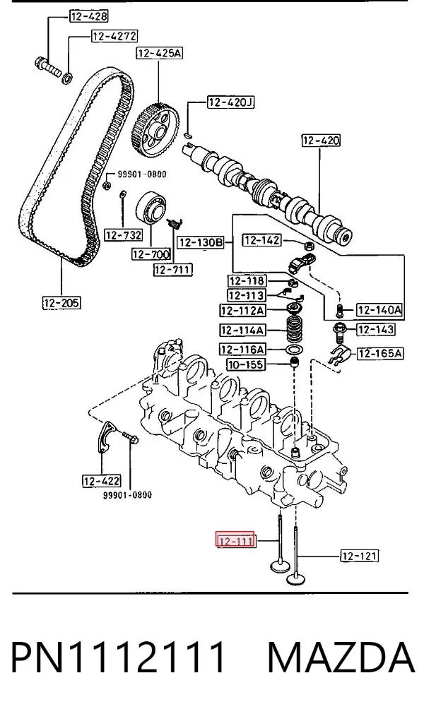 Клапан впускний PN1112111 Mazda