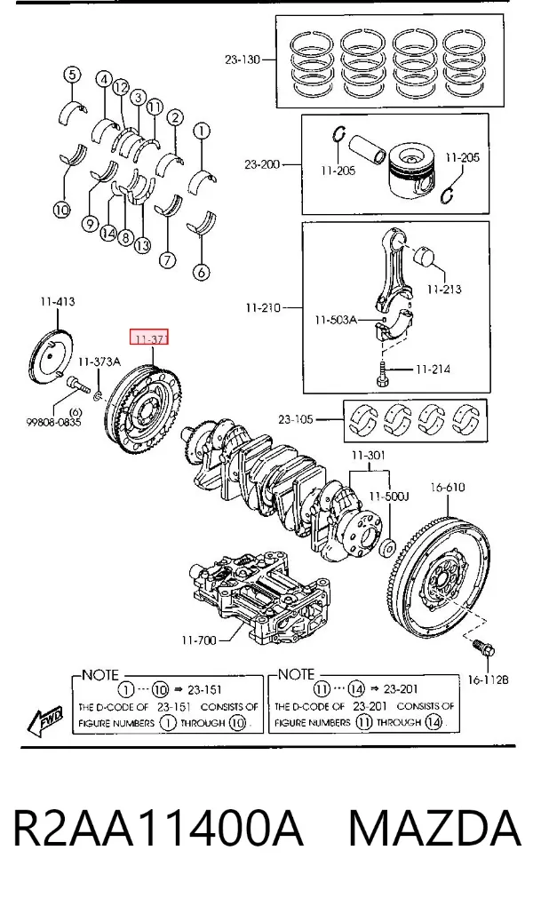 Шків колінвала R2AA11400A Mazda