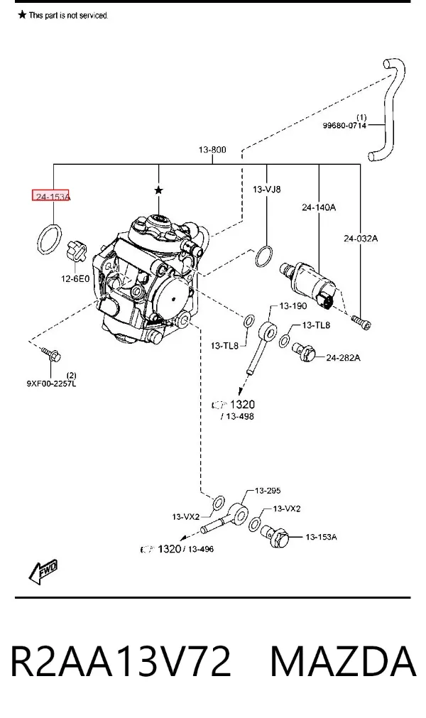 Ущільнююче кільце паливного насоса (THBД) R2AA13V72 Mazda