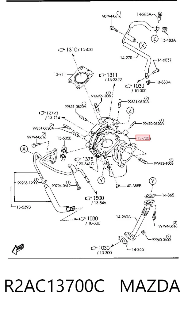 Турбіна R2AC13700C Mazda