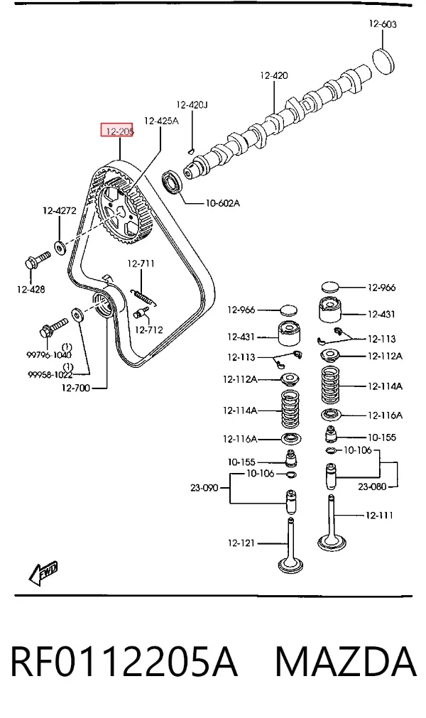 Ремінь ГРМ RF0112205A Mazda