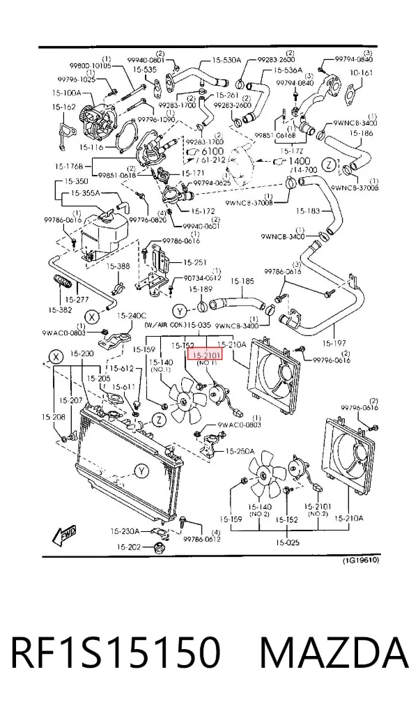 Двигун вентилятора кондиціонера RF1S15150 Mazda