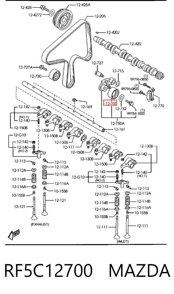 Ролик натягувача ременя ГРМ RF5C12700 Mazda
