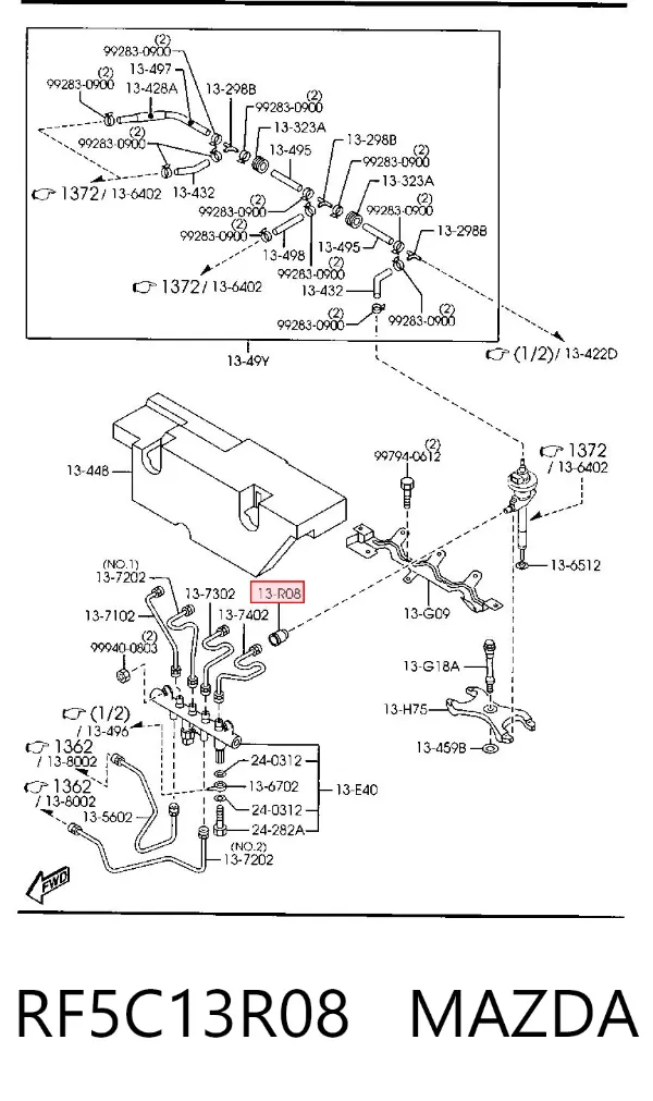 Ремкомплект форсунок RF5C13R08 Mazda