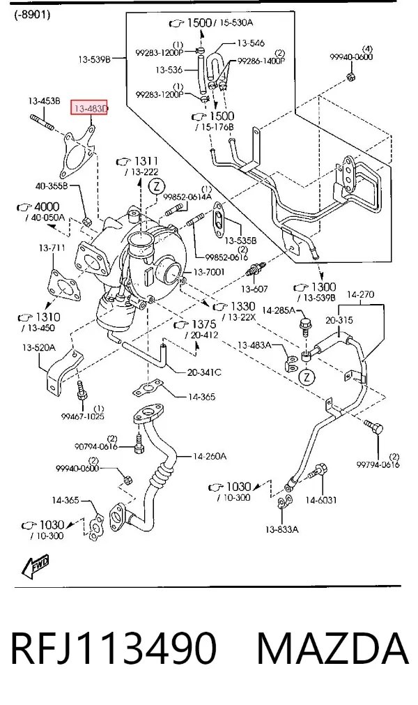 Прокладка глушника RFJ113490 Mazda