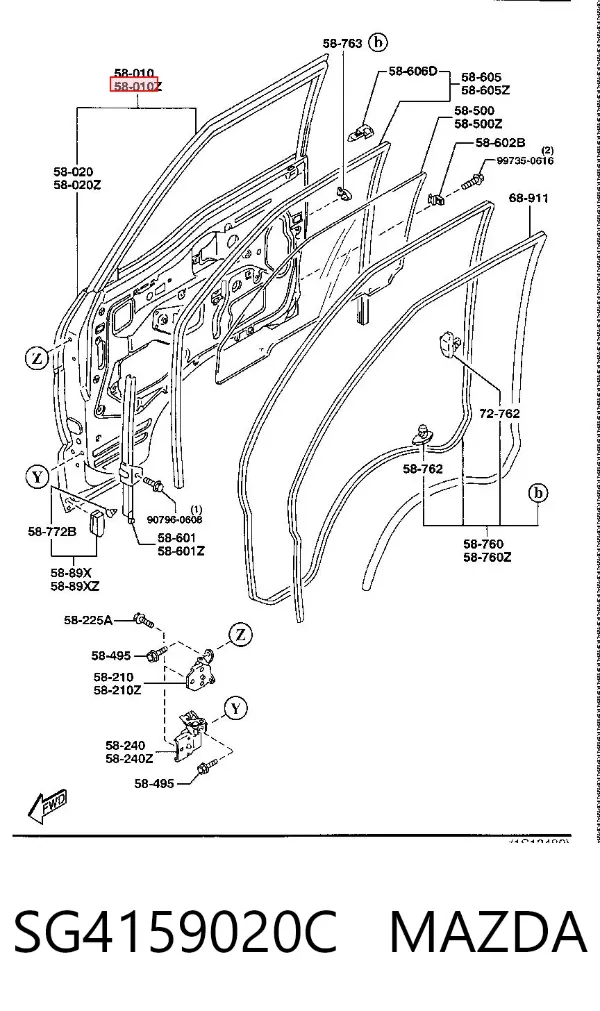 Двері передні ліві SG4159020C Mazda