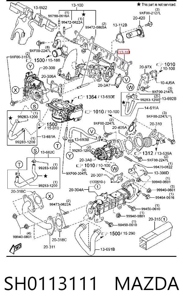 Прокладка впускного колектора SH0113111 Mazda