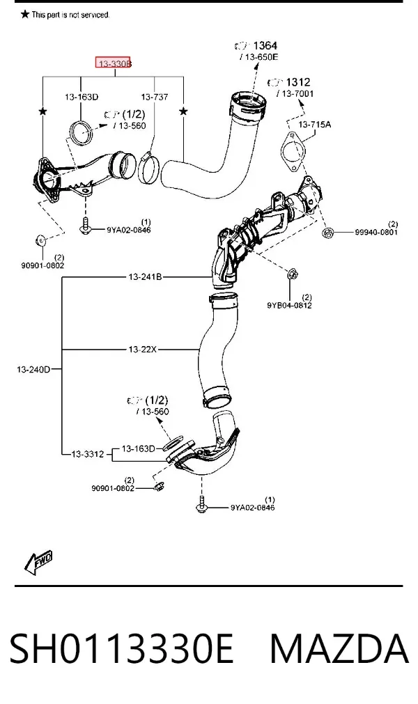 Шланг/патрубок интеркуллера SH0113330E Mazda